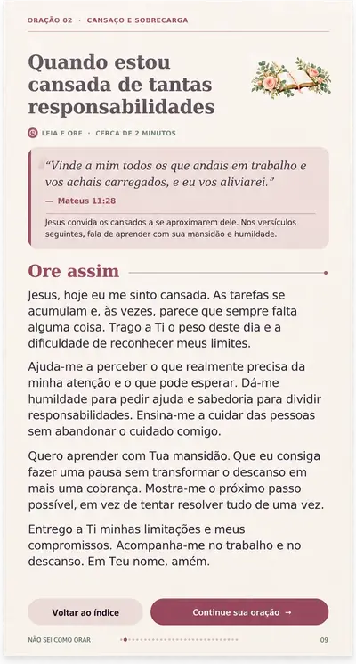 Página do e-book: Quando estou cansada de tantas responsabilidades