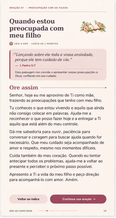 Página do e-book: Quando estou preocupada com meu filho