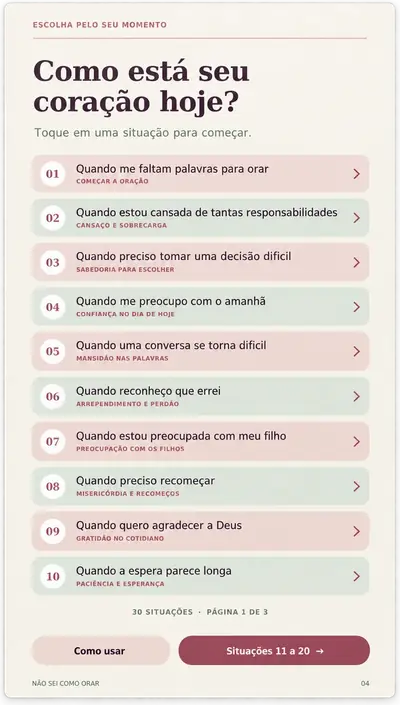 Página do e-book: Índice: orações 1 a 10